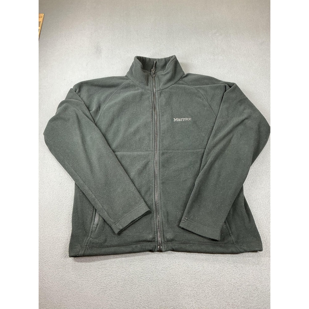 Marmot Jacket Mens L Green Fleece Full Zip Stand-Up Collar Pocketed Hiking